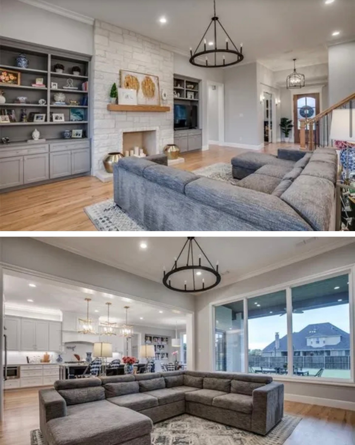 Open kitchen and living area with coordinated wall colors